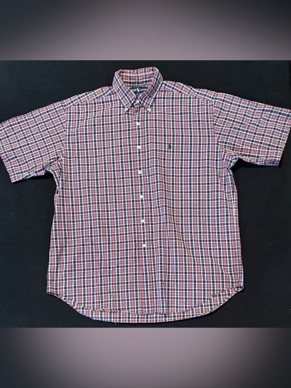 Polo Ralph Lauren Vintage Tartan Red,Blue & White‎ Short Sleeve Mens Large